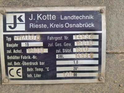 Beczkowóz Kotte 12500 litrów, 15m węże rozlewające